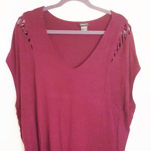 TORRID Women's Top Sz 2X Wine Lattice Shoulder